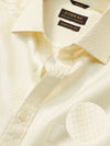 Monteverdi Cream Solid Full Sleeve Double Cuff Classic Fit Classic Formal Two Ply Mercerized Cotton Shirt