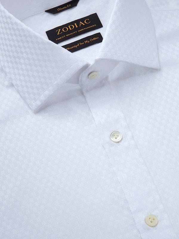 Monteverdi White Solid Full Sleeve Double Cuff Classic Fit Classic Formal Two Ply Mercerized Cotton Shirt