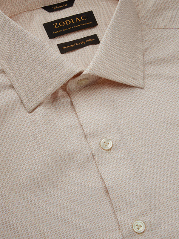Monteverdi Cream Solid Full Sleeve Single Cuff Tailored Fit Classic Formal Two Ply Mercerized Cotton Shirt