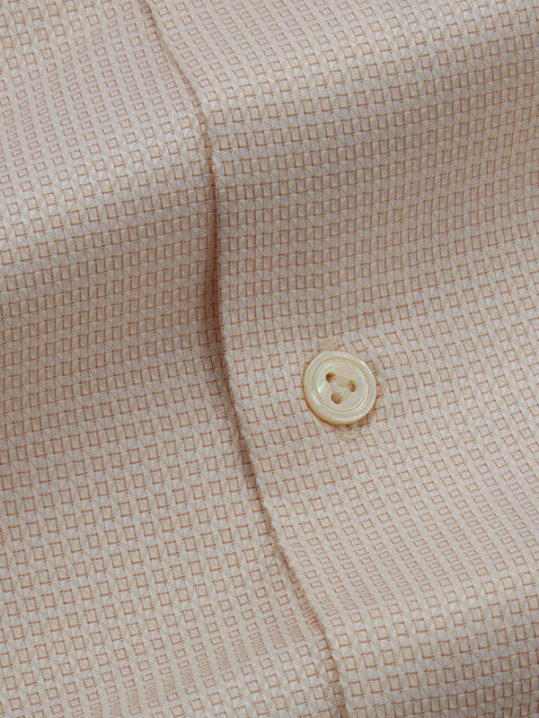 Monteverdi Cream Solid Full Sleeve Single Cuff Tailored Fit Classic Formal Two Ply Mercerized Cotton Shirt