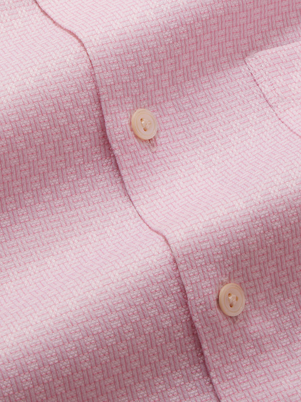 Monteverdi Pink Solid Full Sleeve Double Cuff Tailored Fit Classic Formal Two Ply Mercerized Cotton Shirt