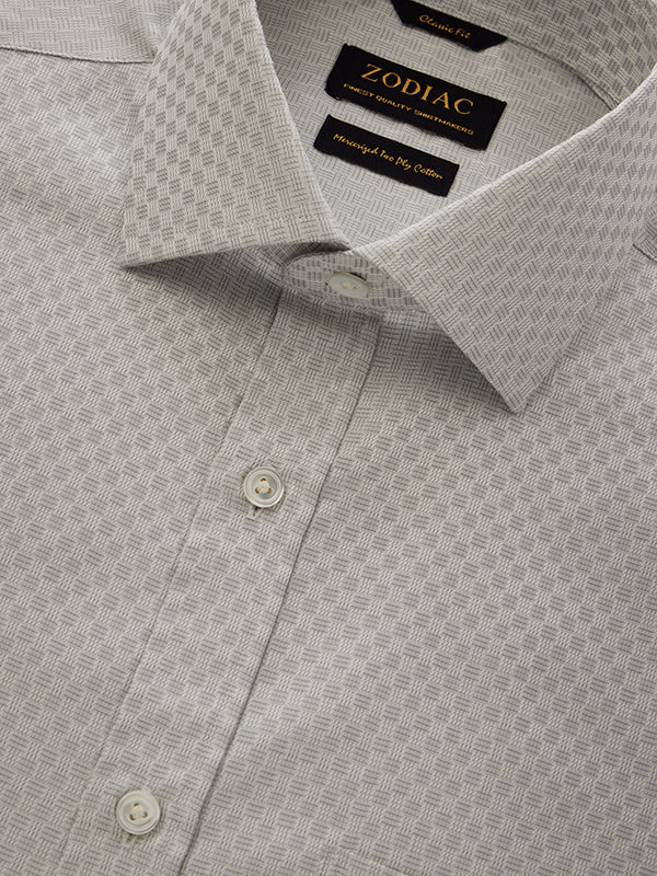 Monteverdi Light Grey Solid Full Sleeve Single Cuff Classic Fit Classic Formal Two Ply Mercerized Cotton Shirt