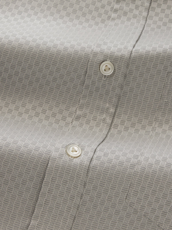 Monteverdi Light Grey Solid Full Sleeve Single Cuff Classic Fit Classic Formal Two Ply Mercerized Cotton Shirt