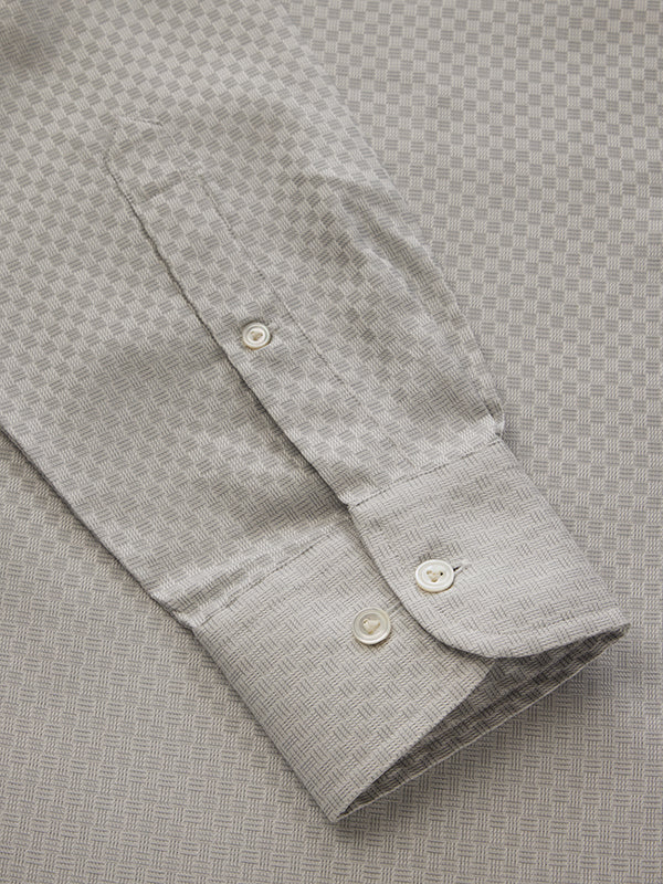 Monteverdi Light Grey Solid Full Sleeve Single Cuff Classic Fit Classic Formal Two Ply Mercerized Cotton Shirt
