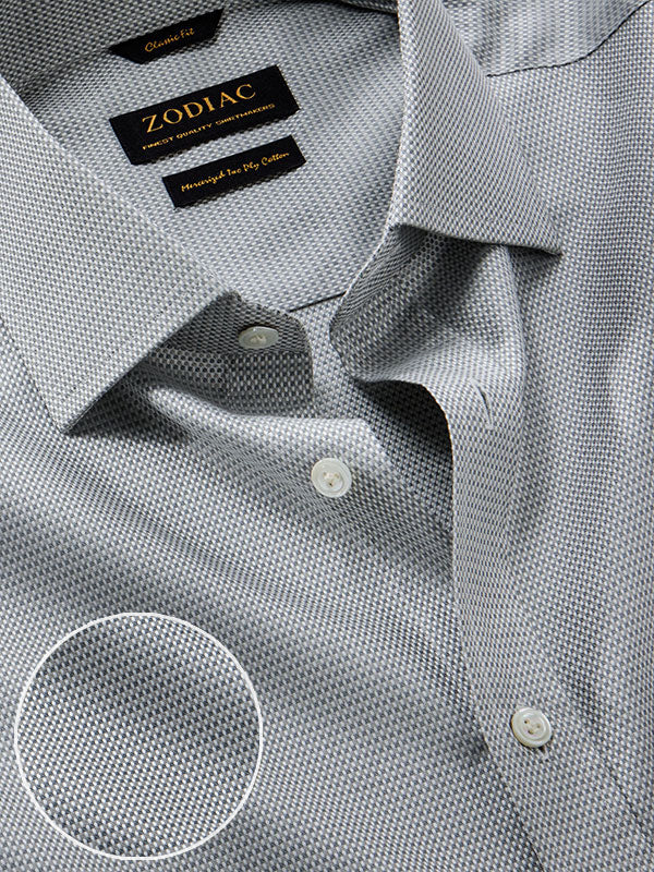 Monteverdi Light Grey Solid Full Sleeve Single Cuff Classic Fit Classic Formal Two Ply Mercerized Cotton Shirt