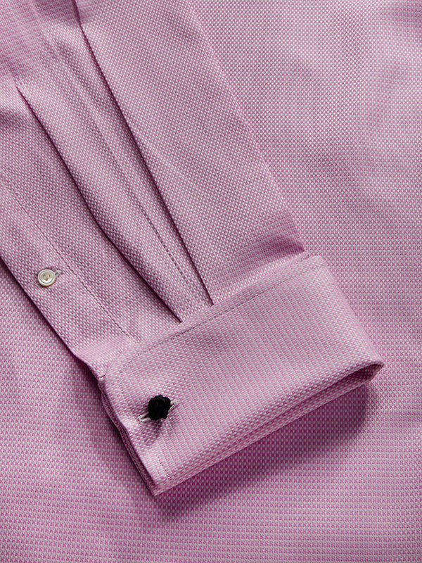 Monteverdi Pink Solid Full Sleeve Double Cuff Classic Fit Classic Formal Two Ply Mercerized Cotton Shirt