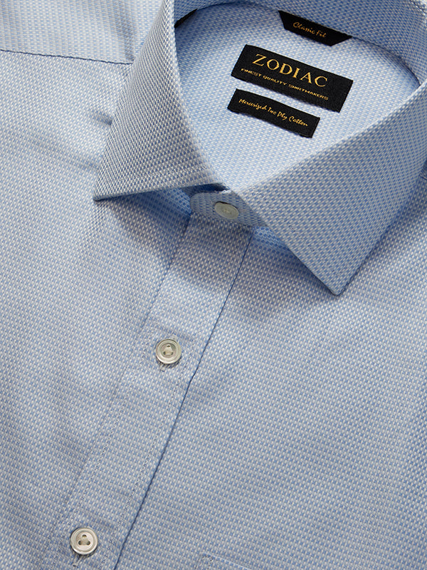 Monteverdi Sky Solid Full Sleeve Double Cuff Classic Fit Classic Formal Two Ply Mercerized Cotton Shirt