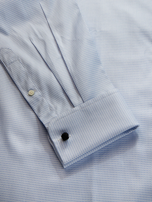 Monteverdi Sky Solid Full Sleeve Double Cuff Classic Fit Classic Formal Two Ply Mercerized Cotton Shirt