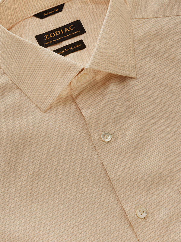 Monteverdi Cream Solid Full Sleeve Double Cuff Tailored Fit Classic Formal Two Ply Mercerized Cotton Shirt