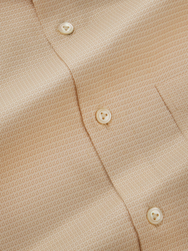 Monteverdi Cream Solid Full Sleeve Double Cuff Tailored Fit Classic Formal Two Ply Mercerized Cotton Shirt