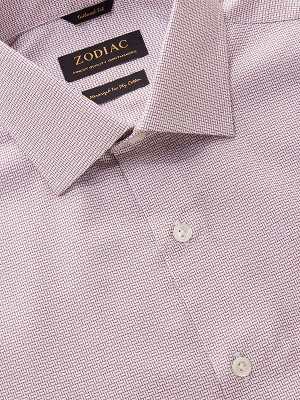 Monteverdi Brown Solid Full Sleeve Single Cuff Tailored Fit Classic Formal Two Ply Mercerized Cotton Shirt