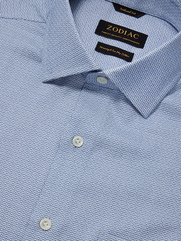 Monteverdi Blue Solid Full Sleeve Single Cuff Tailored Fit Classic Formal Two Ply Mercerized Cotton Shirt