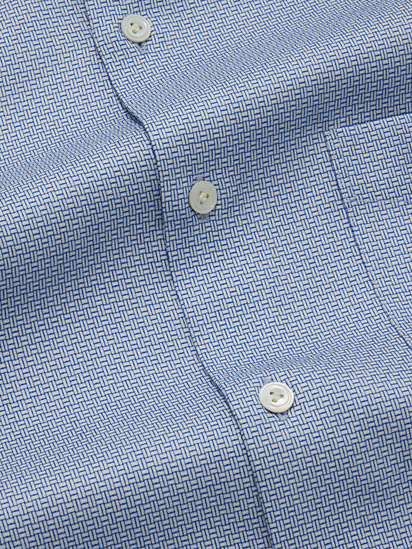 Monteverdi Blue Solid Full Sleeve Single Cuff Tailored Fit Classic Formal Two Ply Mercerized Cotton Shirt