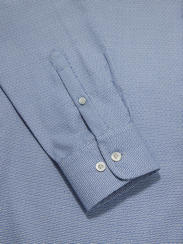 Monteverdi Blue Solid Full Sleeve Single Cuff Tailored Fit Classic Formal Two Ply Mercerized Cotton Shirt