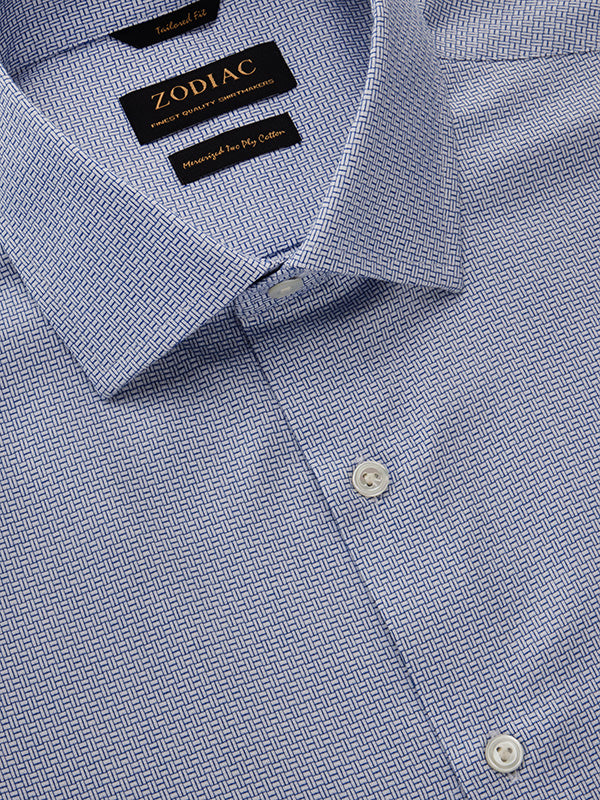 Monteverdi Blue Solid Half Sleeve Tailored Fit Classic Formal Two Ply Mercerized Cotton Shirt