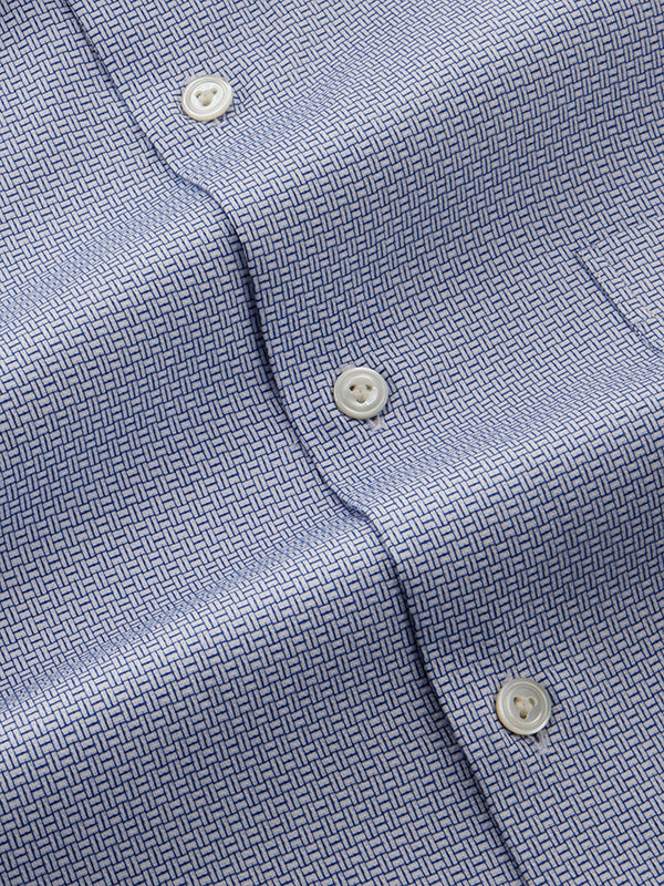 Monteverdi Blue Solid Half Sleeve Tailored Fit Classic Formal Two Ply Mercerized Cotton Shirt