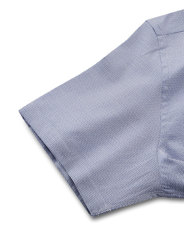Monteverdi Blue Solid Half Sleeve Tailored Fit Classic Formal Two Ply Mercerized Cotton Shirt