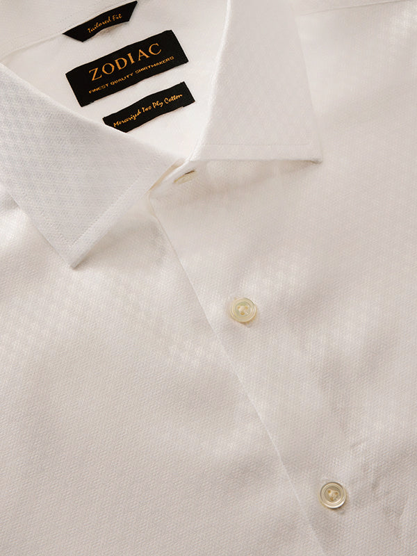 Monteverdi White Solid Full Sleeve Single Cuff Tailored Fit Classic Formal Two Ply Mercerized Cotton Without Pocket Shirt