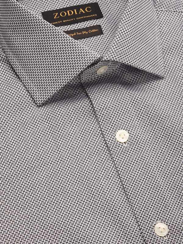Mystero Black & White Solid Full Sleeve Single Cuff Tailored Fit Semi Formal Dark Two Ply Mercerized Cotton Shirt