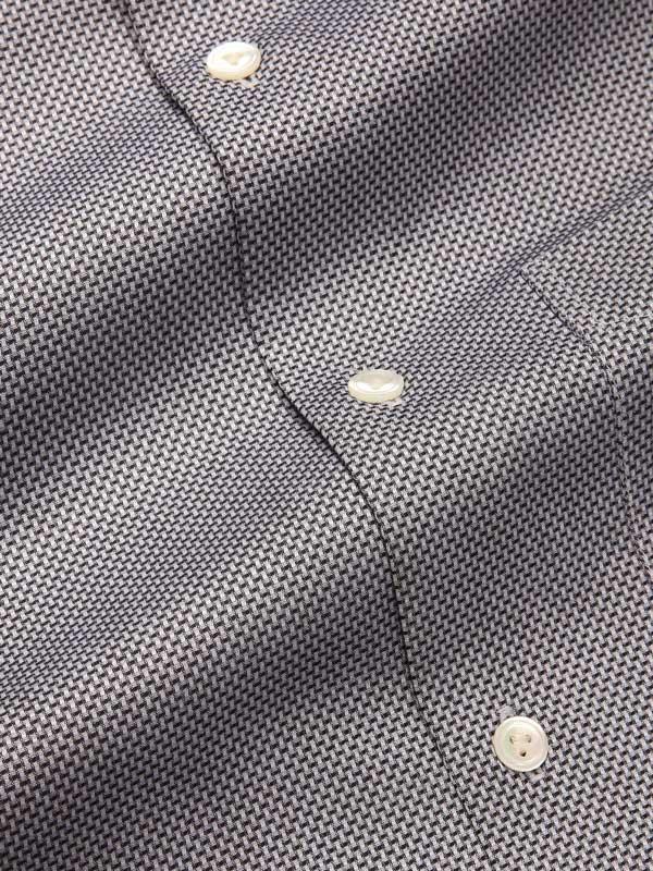 Mystero Black & White Solid Full Sleeve Single Cuff Tailored Fit Semi Formal Dark Two Ply Mercerized Cotton Shirt