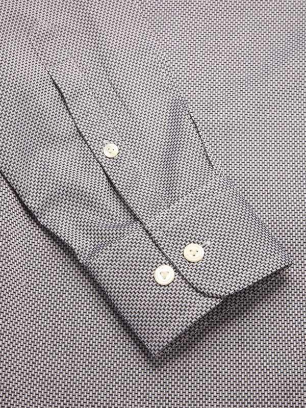 Mystero Black & White Solid Full Sleeve Single Cuff Tailored Fit Semi Formal Dark Two Ply Mercerized Cotton Shirt