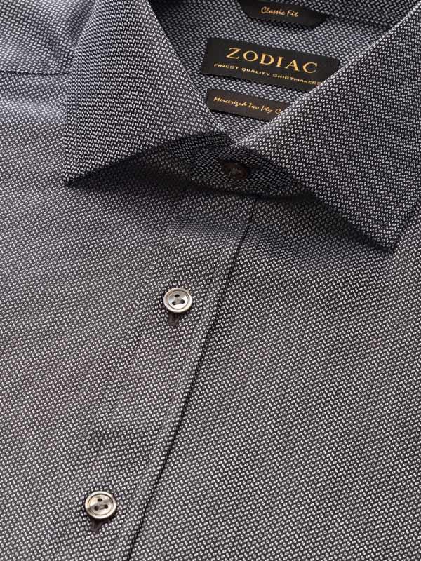 Mystero Black Solid Full Sleeve Single Cuff Classic Fit Semi Formal Dark Two Ply Mercerized Cotton Shirt