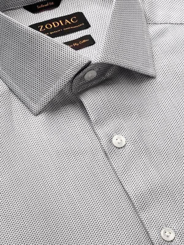 Mystero Black & White Solid Full Sleeve Single Cuff Tailored Fit Semi Formal Dark Two Ply Mercerized Cotton Shirt