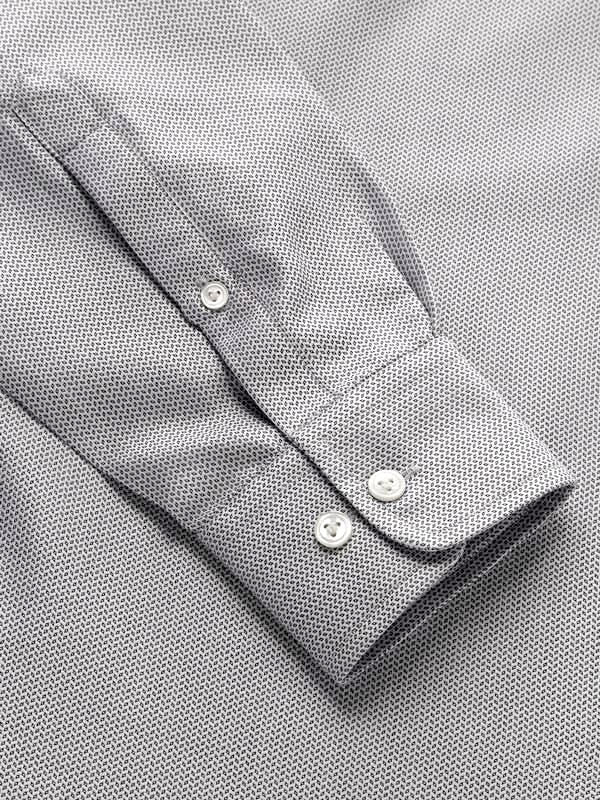 Mystero Black & White Solid Full Sleeve Single Cuff Tailored Fit Semi Formal Dark Two Ply Mercerized Cotton Shirt