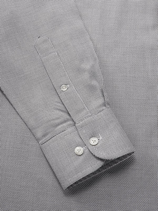 Mystero Black & White Solid Full Sleeve Single Cuff Classic Fit Semi Formal Dark Two Ply Mercerized Cotton Shirt