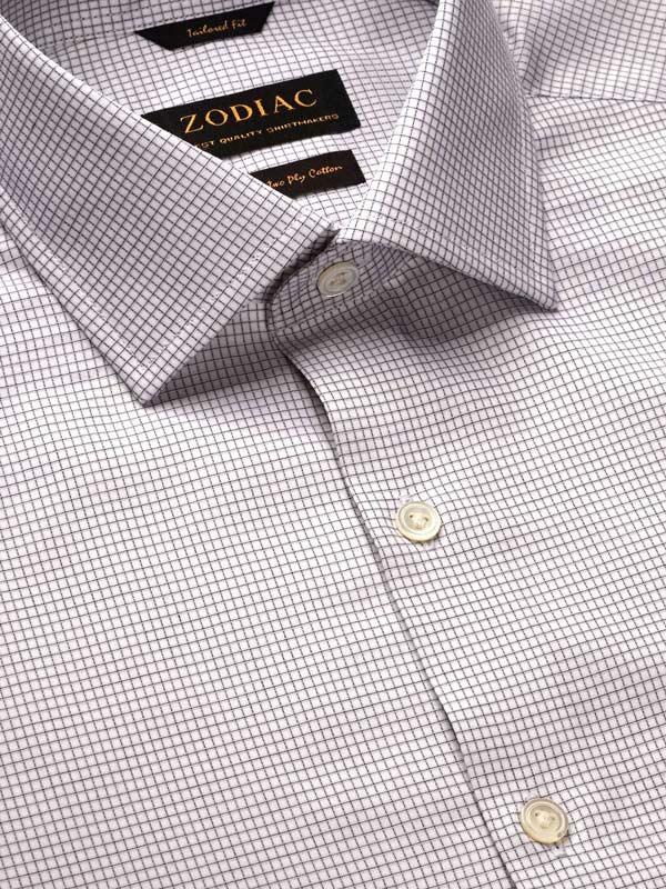 Novella Light Grey Check Full Sleeve Single Cuff Tailored Fit Classic Formal Two Ply Mercerized Cotton Shirt