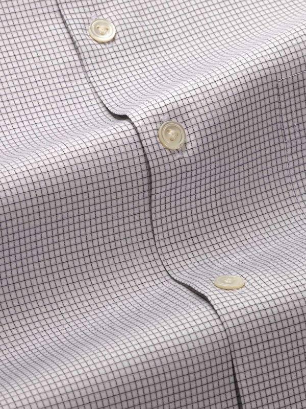 Novella Light Grey Check Full Sleeve Single Cuff Tailored Fit Classic Formal Two Ply Mercerized Cotton Shirt