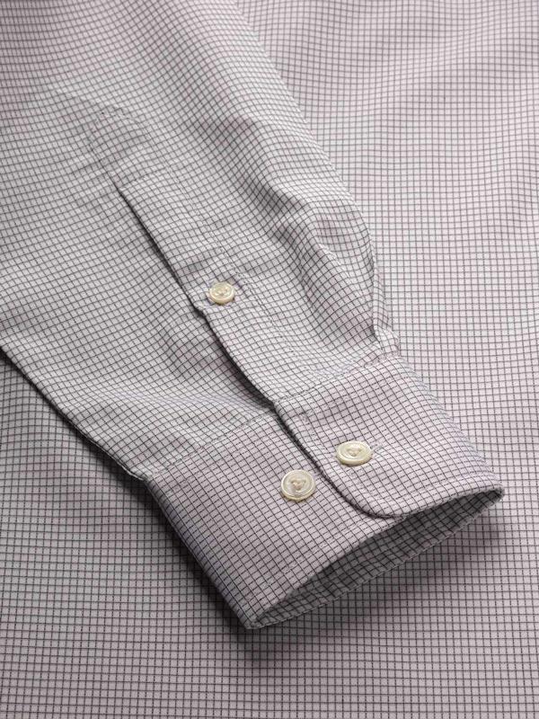 Novella Light Grey Check Full Sleeve Single Cuff Tailored Fit Classic Formal Two Ply Mercerized Cotton Shirt