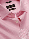 Novella Pink Check Full Sleeve Single Cuff Tailored Fit Classic Formal Two Ply Mercerized Cotton Shirt