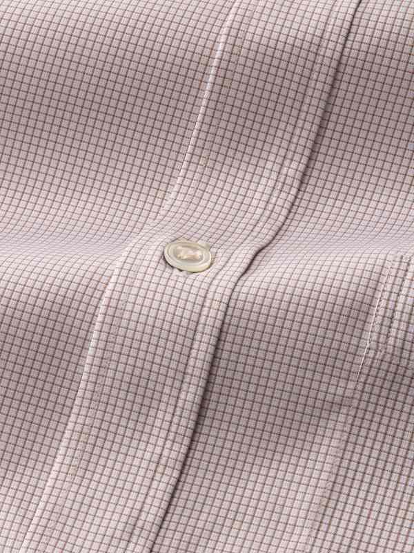 Novella Beige Check Full Sleeve Single Cuff Classic Fit Classic Formal Two Ply Mercerized Cotton Shirt