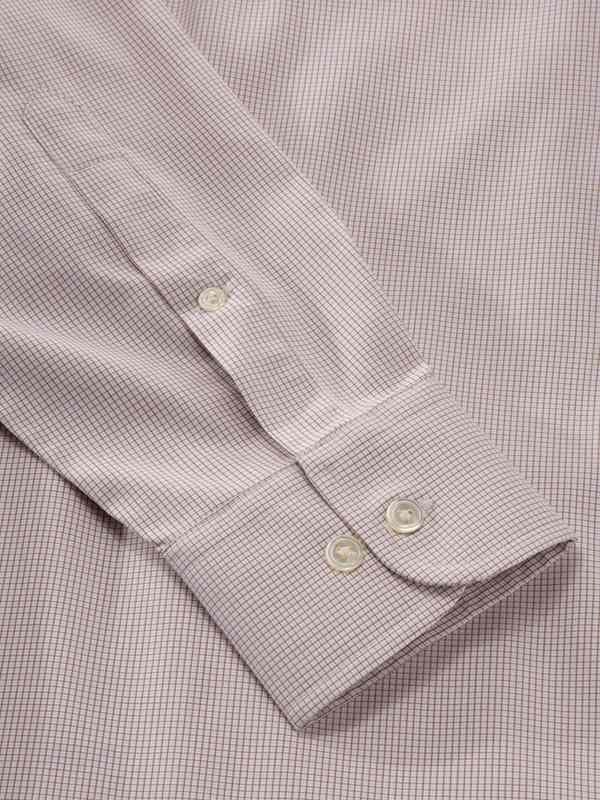 Novella Beige Check Full Sleeve Single Cuff Classic Fit Classic Formal Two Ply Mercerized Cotton Shirt