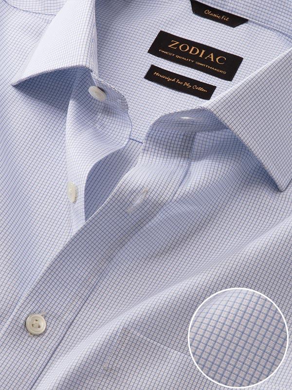 Novella Sky Check Full Sleeve Single Cuff Classic Fit Classic Formal Two Ply Mercerized Cotton Shirt