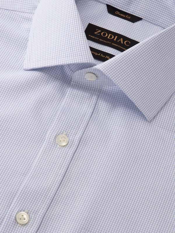 Novella Sky Check Full Sleeve Single Cuff Classic Fit Classic Formal Two Ply Mercerized Cotton Shirt