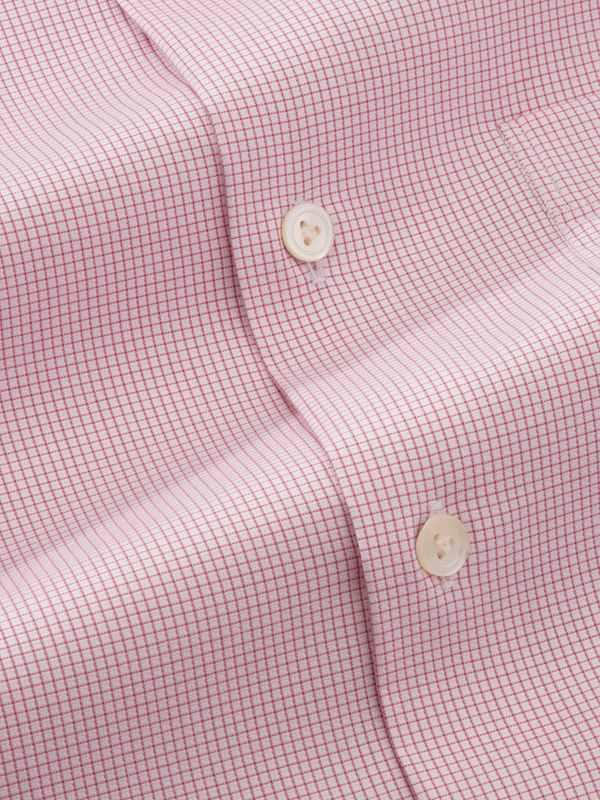 Novella Pink Check Full Sleeve Single Cuff Tailored Fit Classic Formal Two Ply Mercerized Cotton Shirt