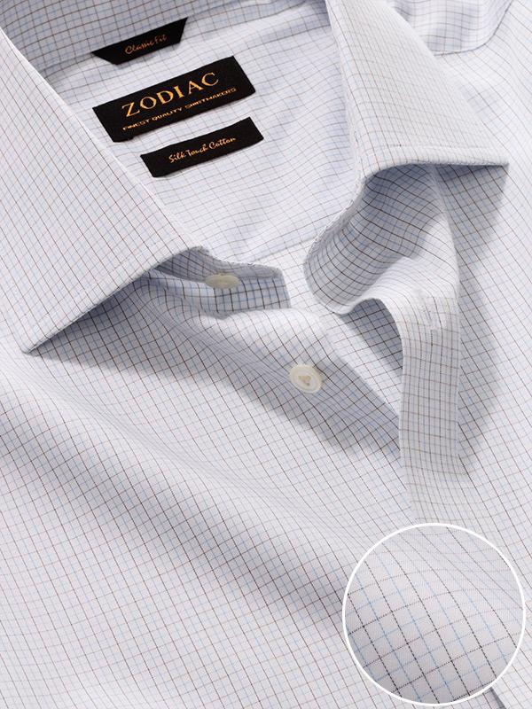 Palladio Blue Check Full Sleeve Single Cuff Classic Fit Classic Formal Super Fine Cotton Shirt