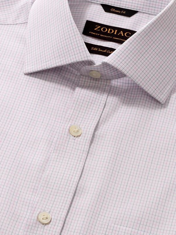 Palladio Pink Check Full Sleeve Single Cuff Classic Fit Classic Formal Super Fine Cotton Shirt