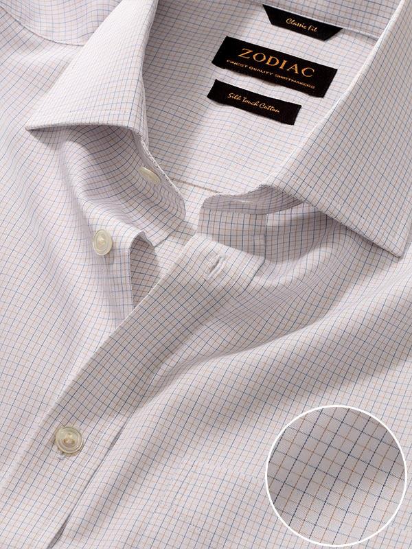 Palladio Yellow Check Full Sleeve Single Cuff Classic Fit Classic Formal Super Fine Cotton Shirt