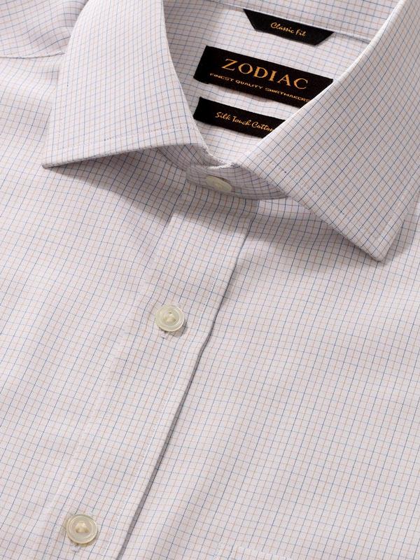 Palladio Yellow Check Full Sleeve Single Cuff Classic Fit Classic Formal Super Fine Cotton Shirt
