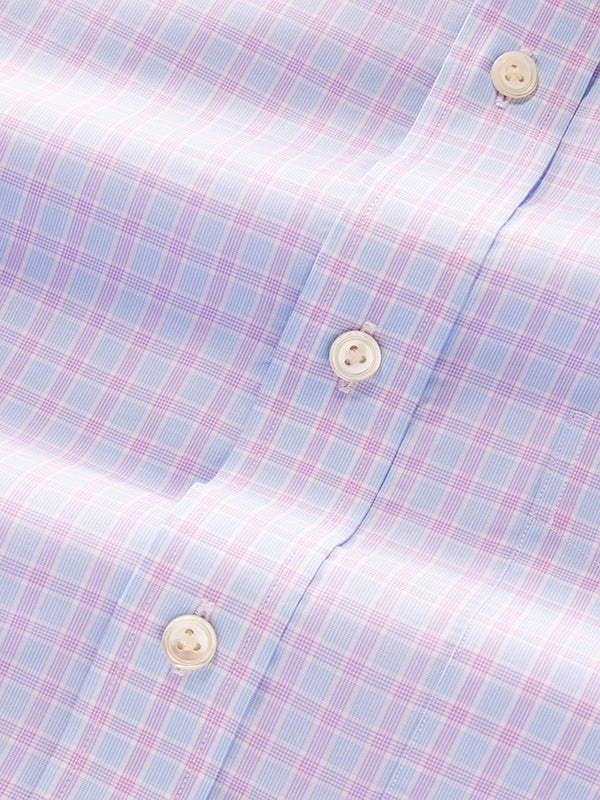 Palladio Lilac Check Half Sleeve Classic Fit Classic Formal Super Fine Cotton Shirt