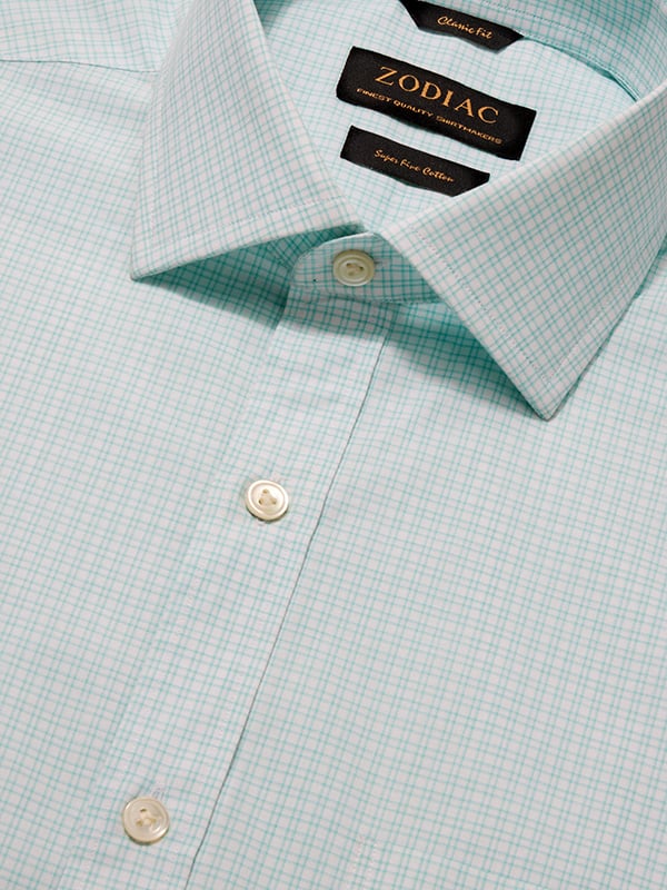 Palladio Mint Check Half Sleeve Classic Fit Classic Formal Super Fine Cotton Shirt