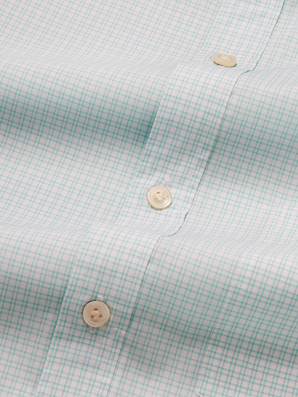 Palladio Mint Check Half Sleeve Classic Fit Classic Formal Super Fine Cotton Shirt