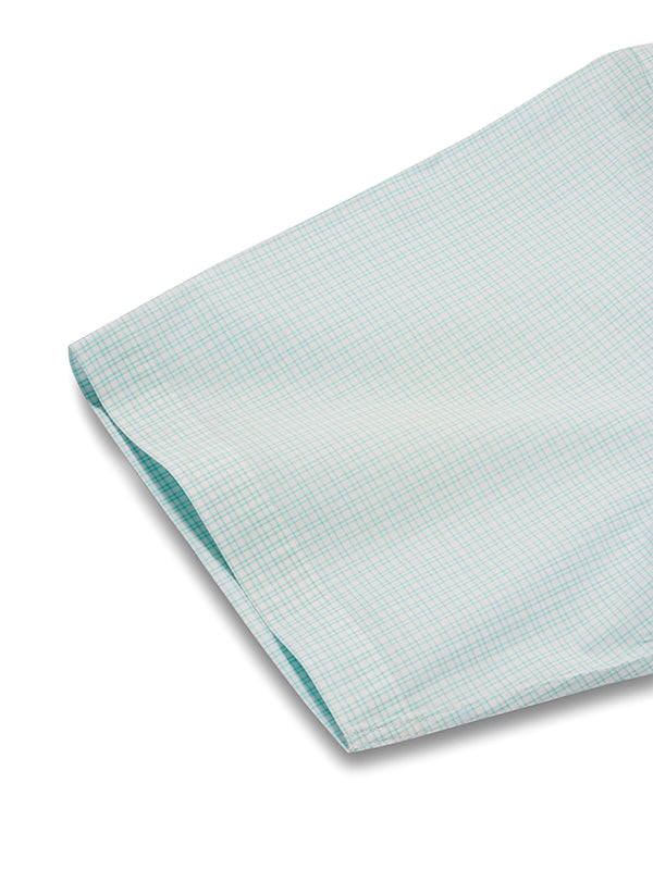 Palladio Mint Check Half Sleeve Classic Fit Classic Formal Super Fine Cotton Shirt