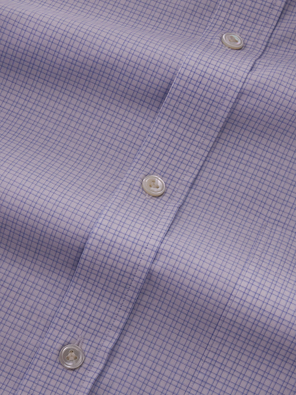 Palladio Sky Check Half Sleeve Classic Fit Classic Formal Super Fine Cotton Shirt