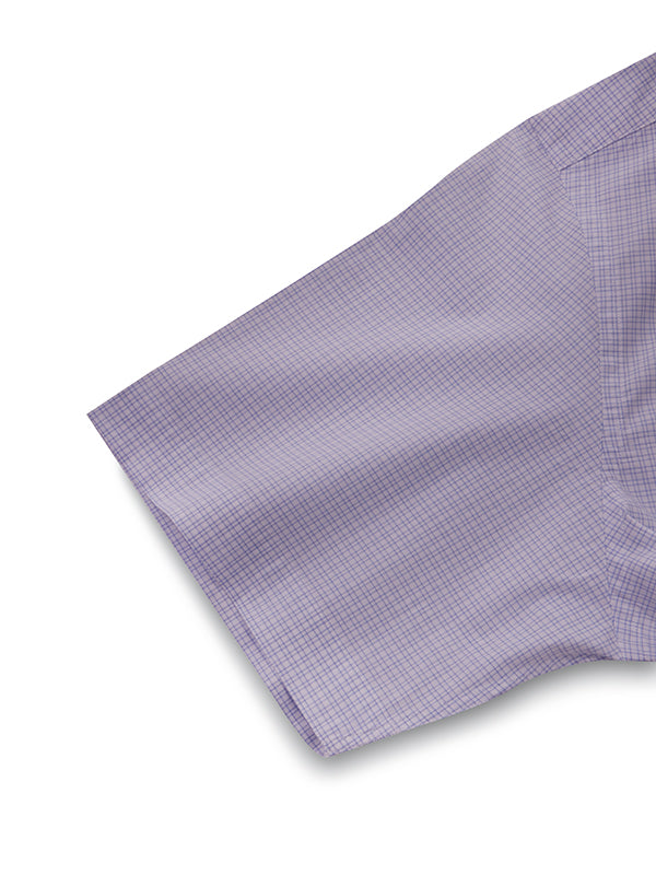 Palladio Sky Check Half Sleeve Classic Fit Classic Formal Super Fine Cotton Shirt