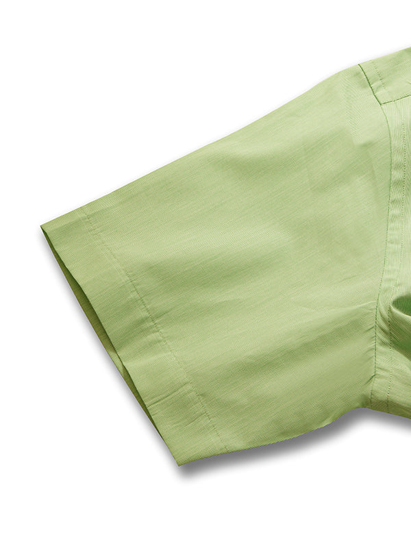 Palladio Green Striped Half Sleeve Classic Fit Classic Formal Super Fine Cotton Shirt