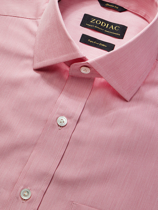Palladio Red Striped Half Sleeve Classic Fit Classic Formal Super Fine Cotton Shirt